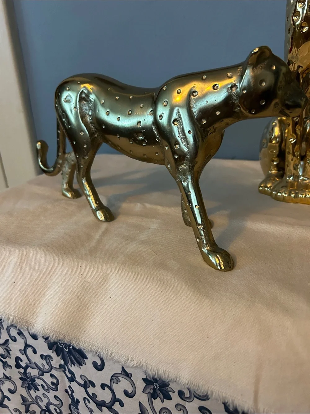Gold Leopard/Cheetah Table Accent Sculpture